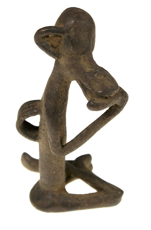 Small brass Baule monkey figure - Ivory Coast