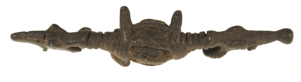 Dogon brass couple – unusual brass casting around stone - Mali