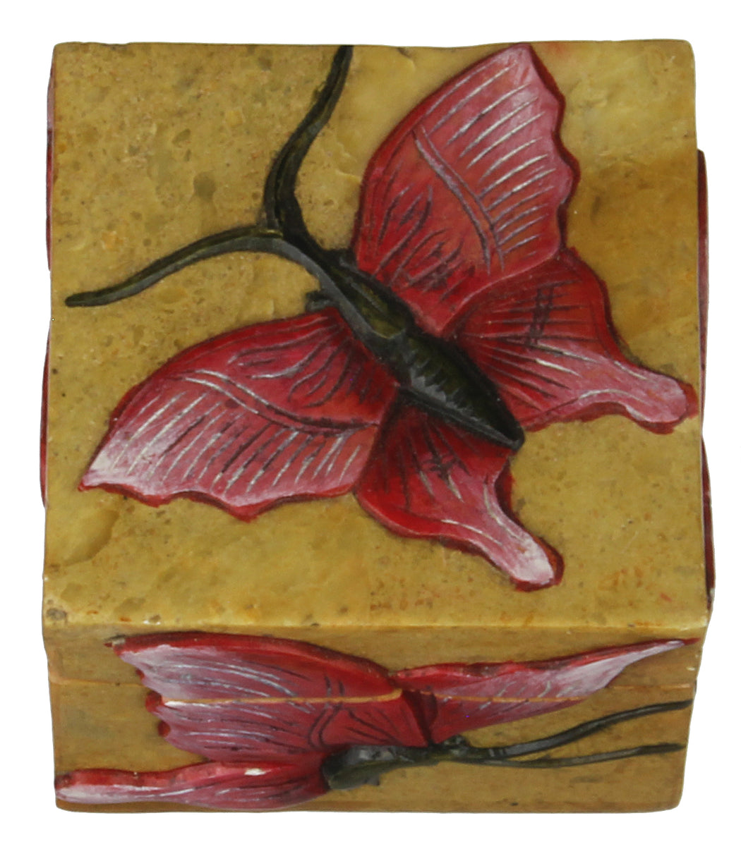 Butterflies - Soapstone Trinket Decor Box - Niger Bend