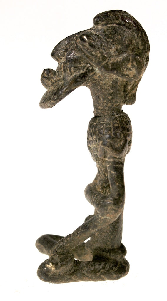 Dogon seated man brass figure - Mali