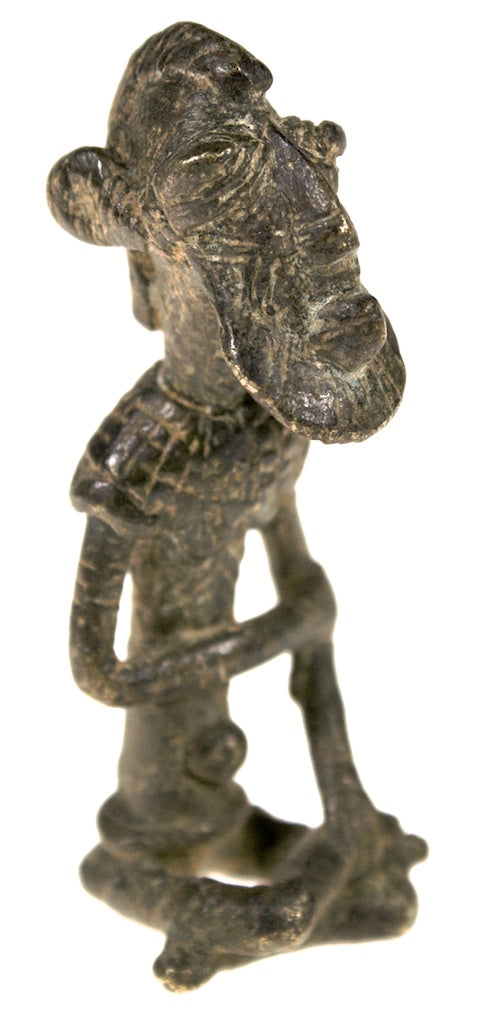 Dogon seated man brass figure - Mali