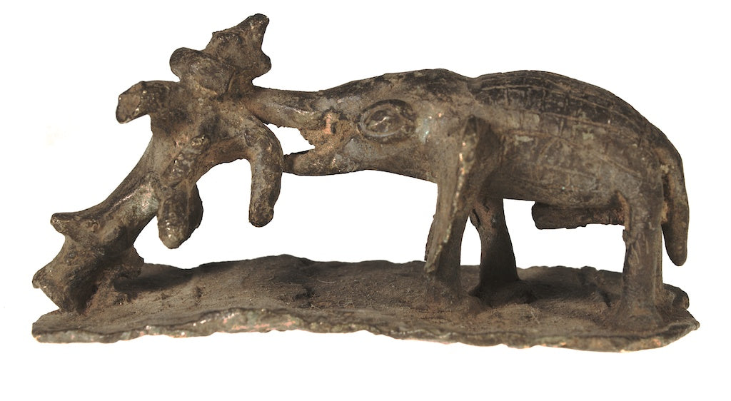 Baule brass elephant & tree figure - Ivory Coast