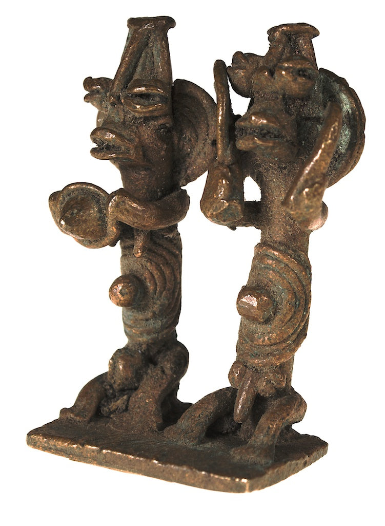 Yoruba copper couple figure