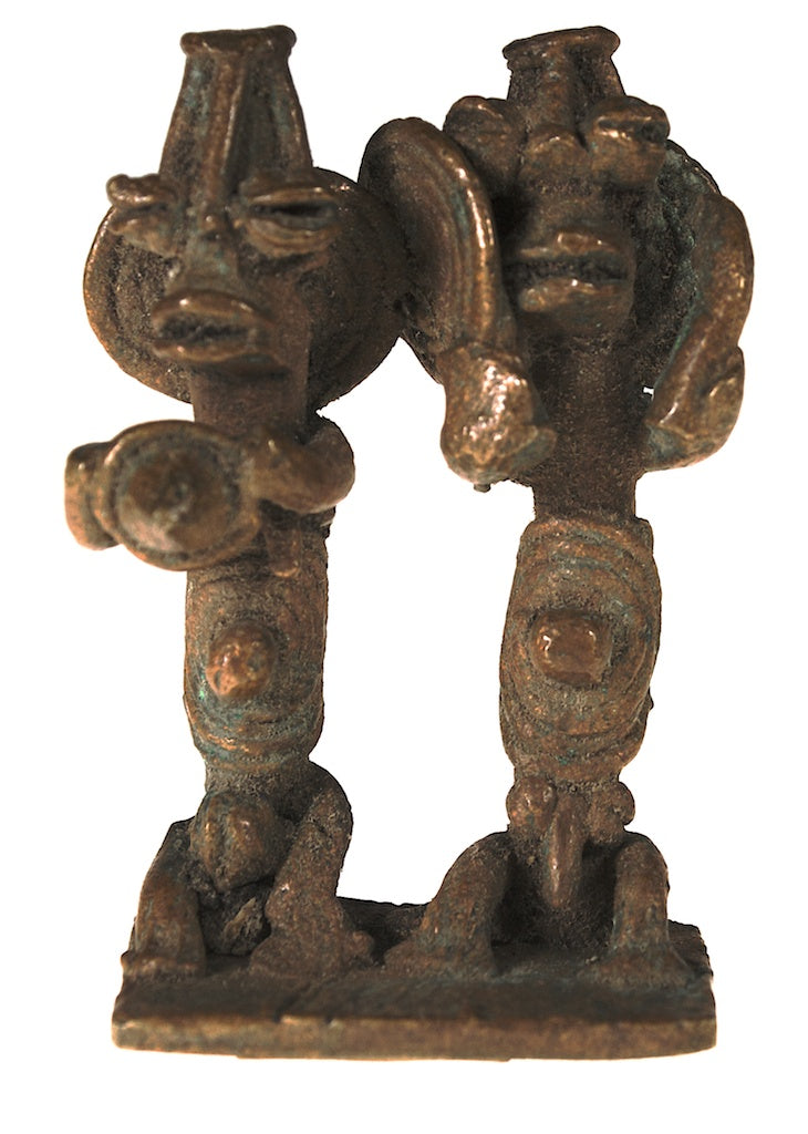 Yoruba copper couple figure