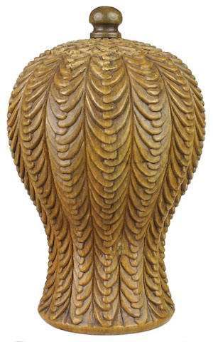 Balloon Shape Basket Weave Urn - Tall Soapstone Trinket Decor Jar With Lid
