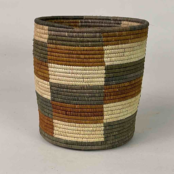 5 5/8 x 5” checkerboard cylinder Batwa basket