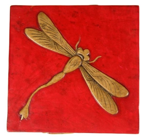 Dragonflies Design Square Soapstone Trinket Decor Box