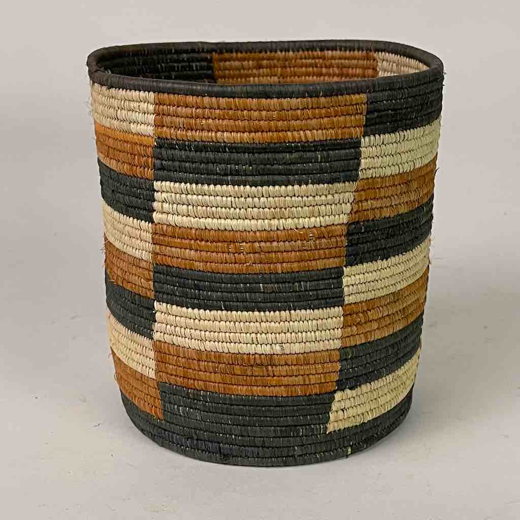 5x5” checkerboard cylinder tightest weave Batwa basket