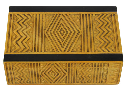 African Mudcloth - Niger Bend Soapstone Trinket Decor Box - Niger Bend