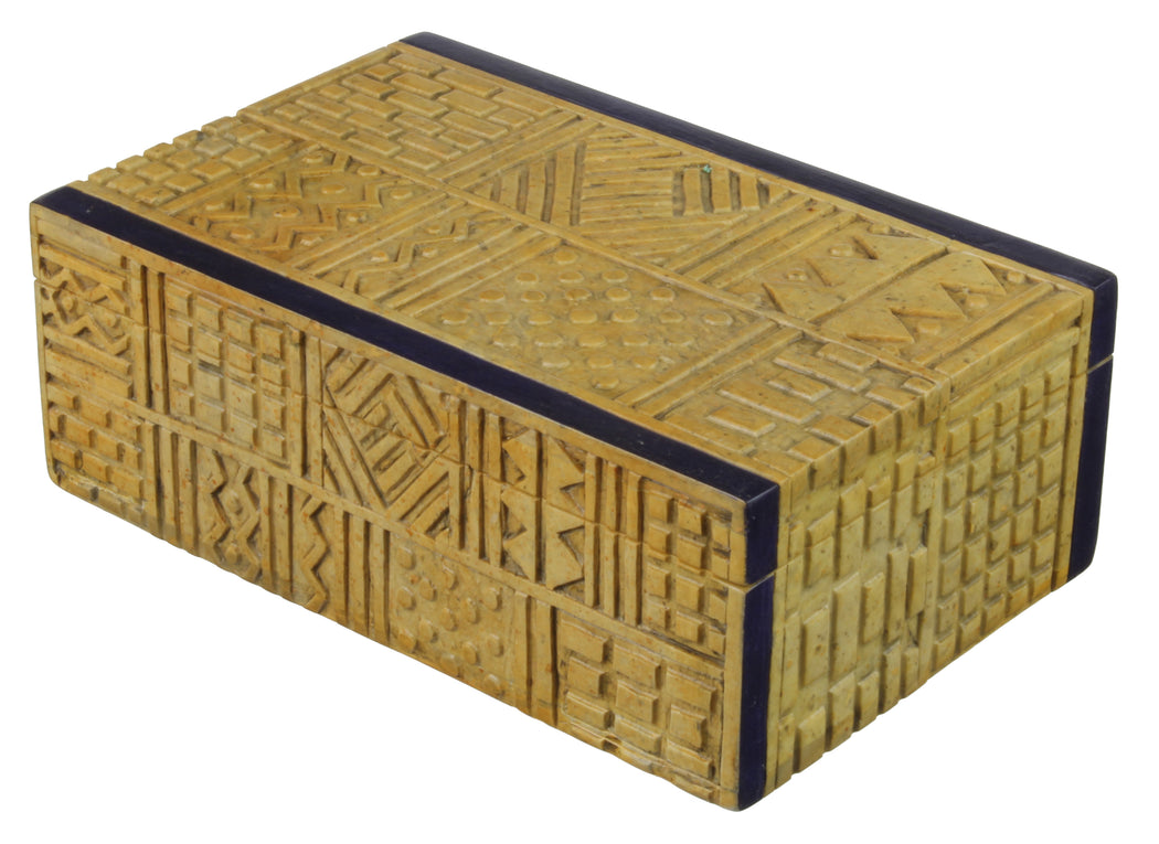 African Mudcloth - Niger Bend Soapstone Trinket Decor Box - Niger Bend
