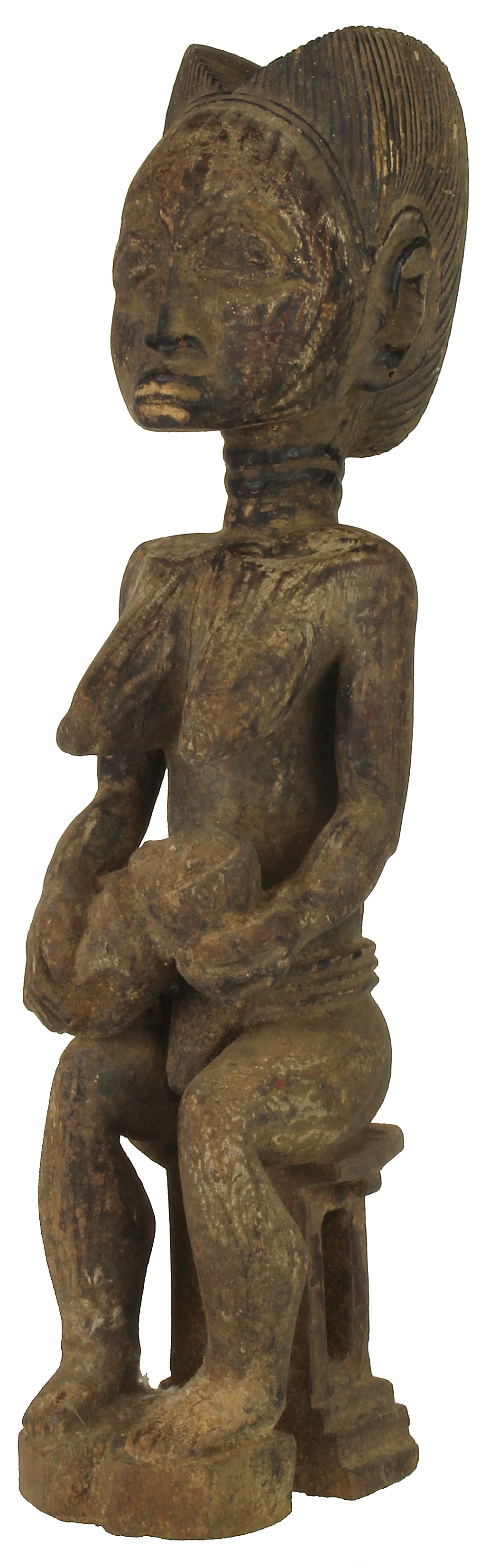Vintage Baule Mother Breastfeeding Spirit Mate Statue | 14" - Niger Bend