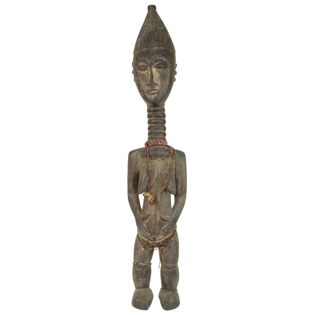 Very Tall Long Neck Baule Female Ancestor Spirit Statue | 34.5" - Niger Bend