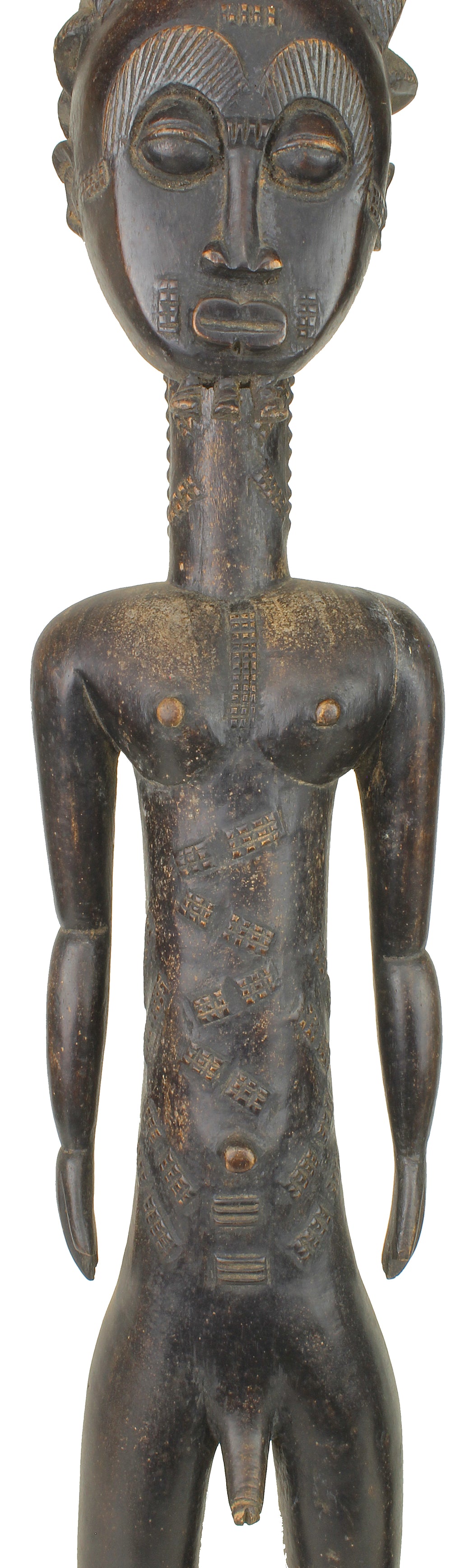 Very Large Baule Aise Usu Spirit Mate Statues Pair | 33" - Niger Bend