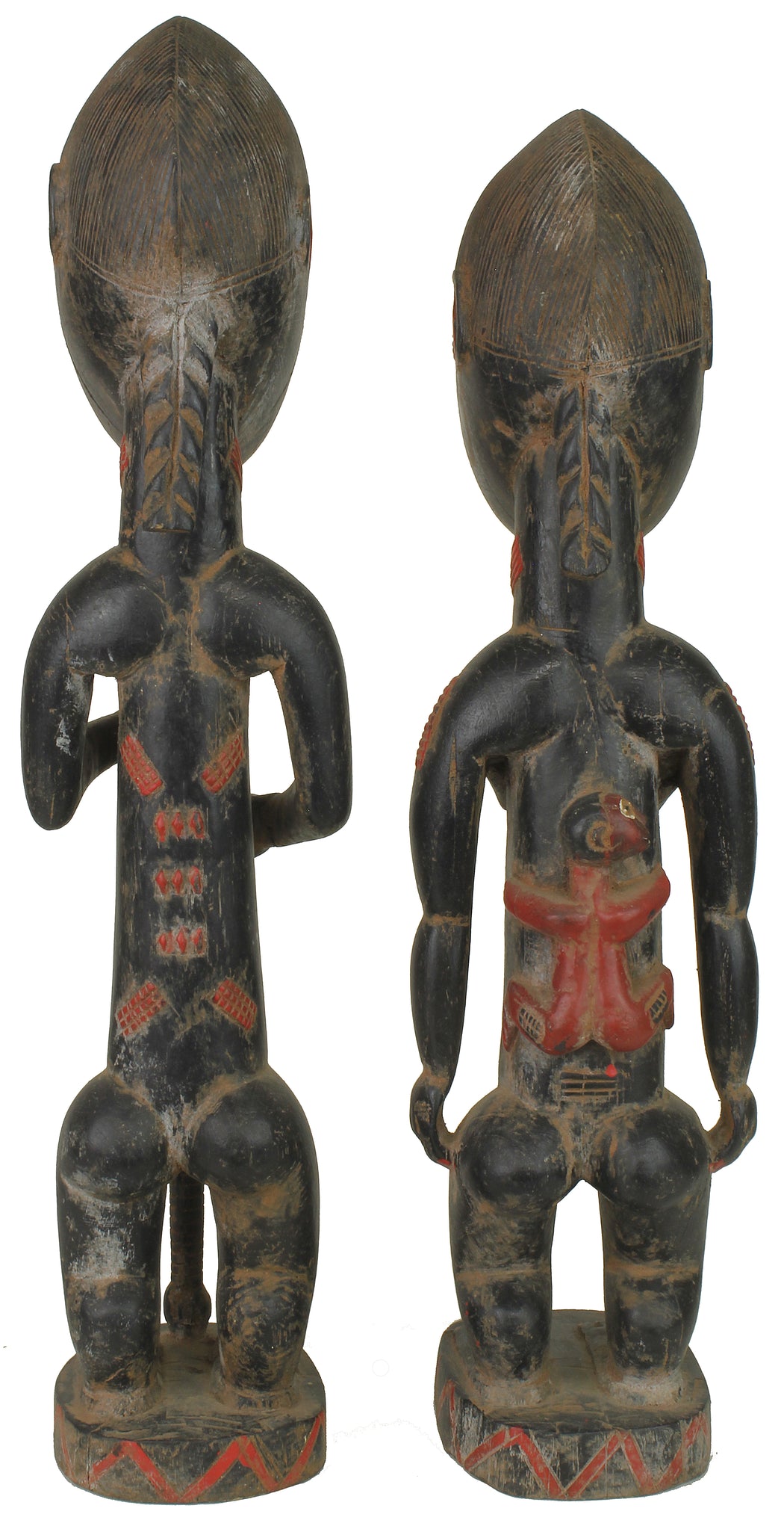 Very Tall Baule Aise Usu Spirit Mate Statues Pair | 25" - Niger Bend