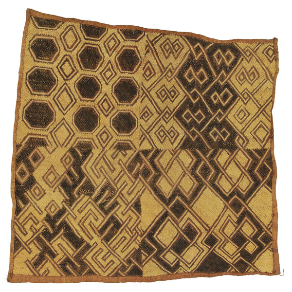 Vintage Kuba Cloth Textile Wall Art | 19" x 18" - Niger Bend