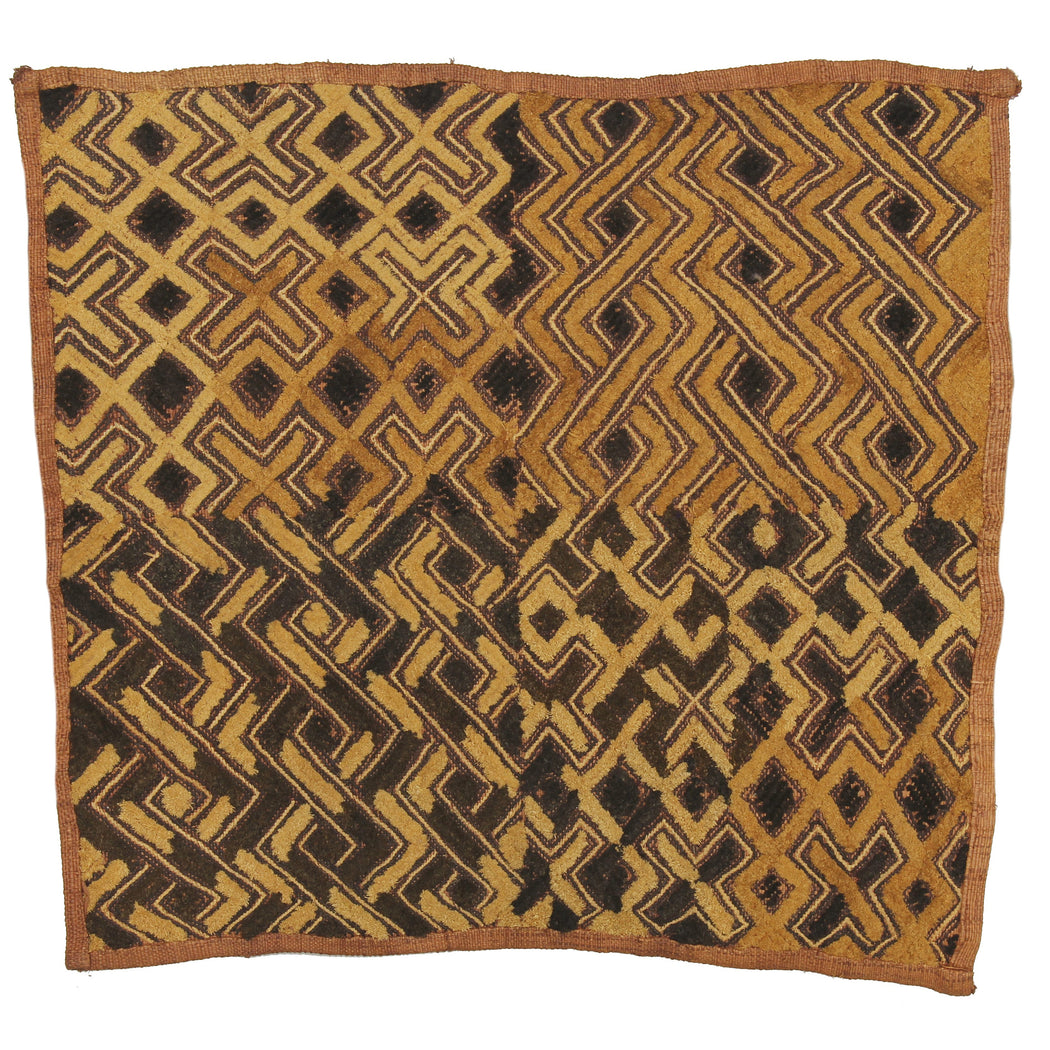 Vintage Kuba Cloth Textile Wall Art | 20" x 19" - Niger Bend