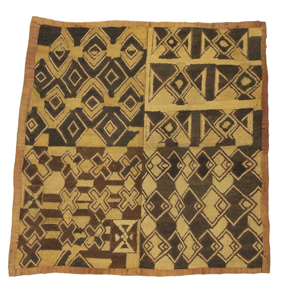 Vintage Kuba Cloth Textile Wall Art | 22" x 21" - Niger Bend