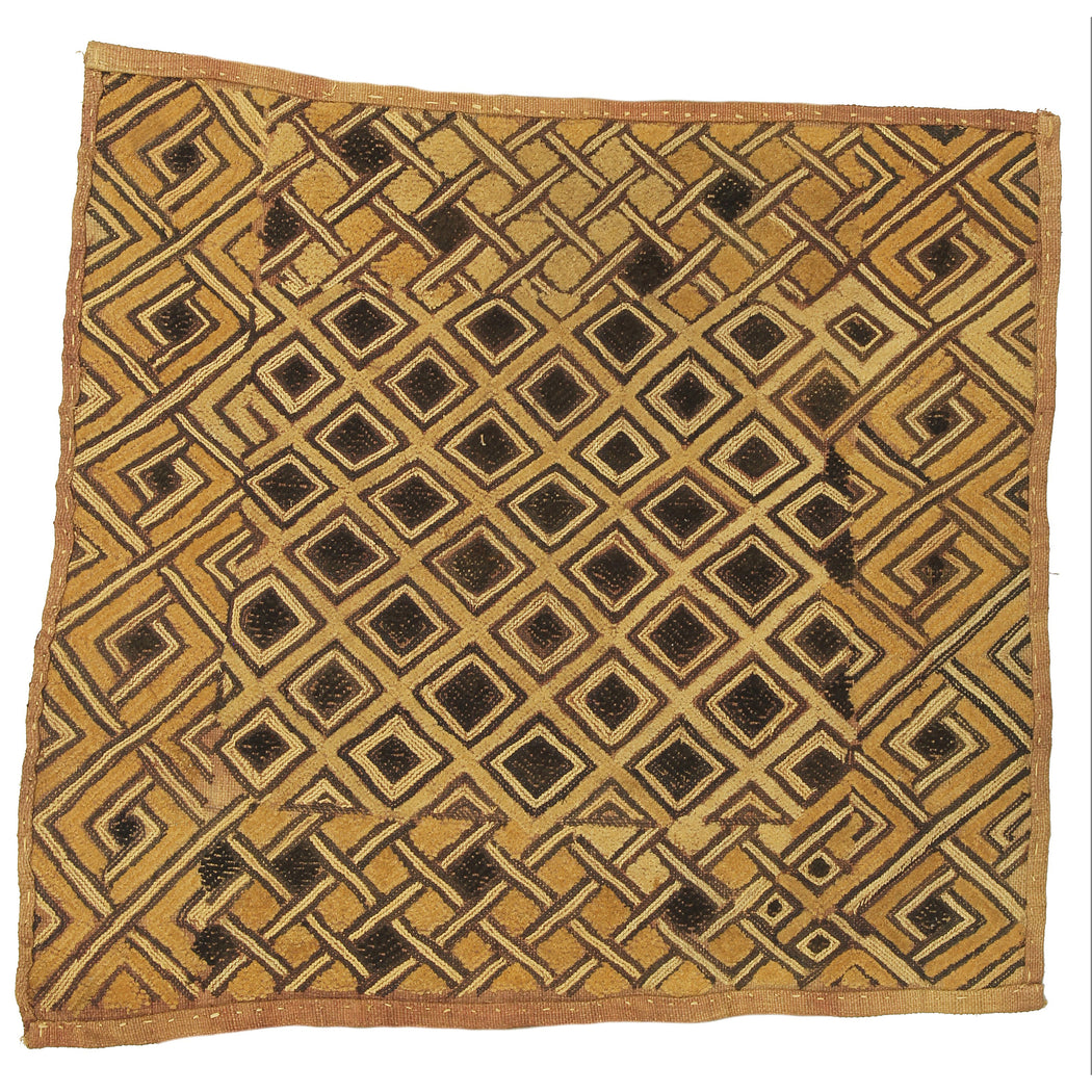 Vintage Kuba Cloth Textile Wall Art | 19" x 17" - Niger Bend