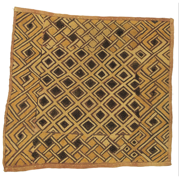 Vintage Kuba Cloth Textile Wall Art | 19" x 17" - Niger Bend