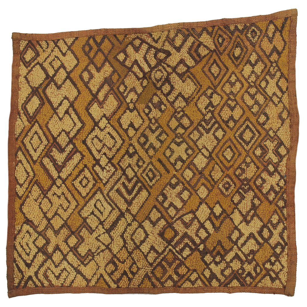 Vintage Kuba Cloth Textile Wall Art | 20" x 20" - Niger Bend