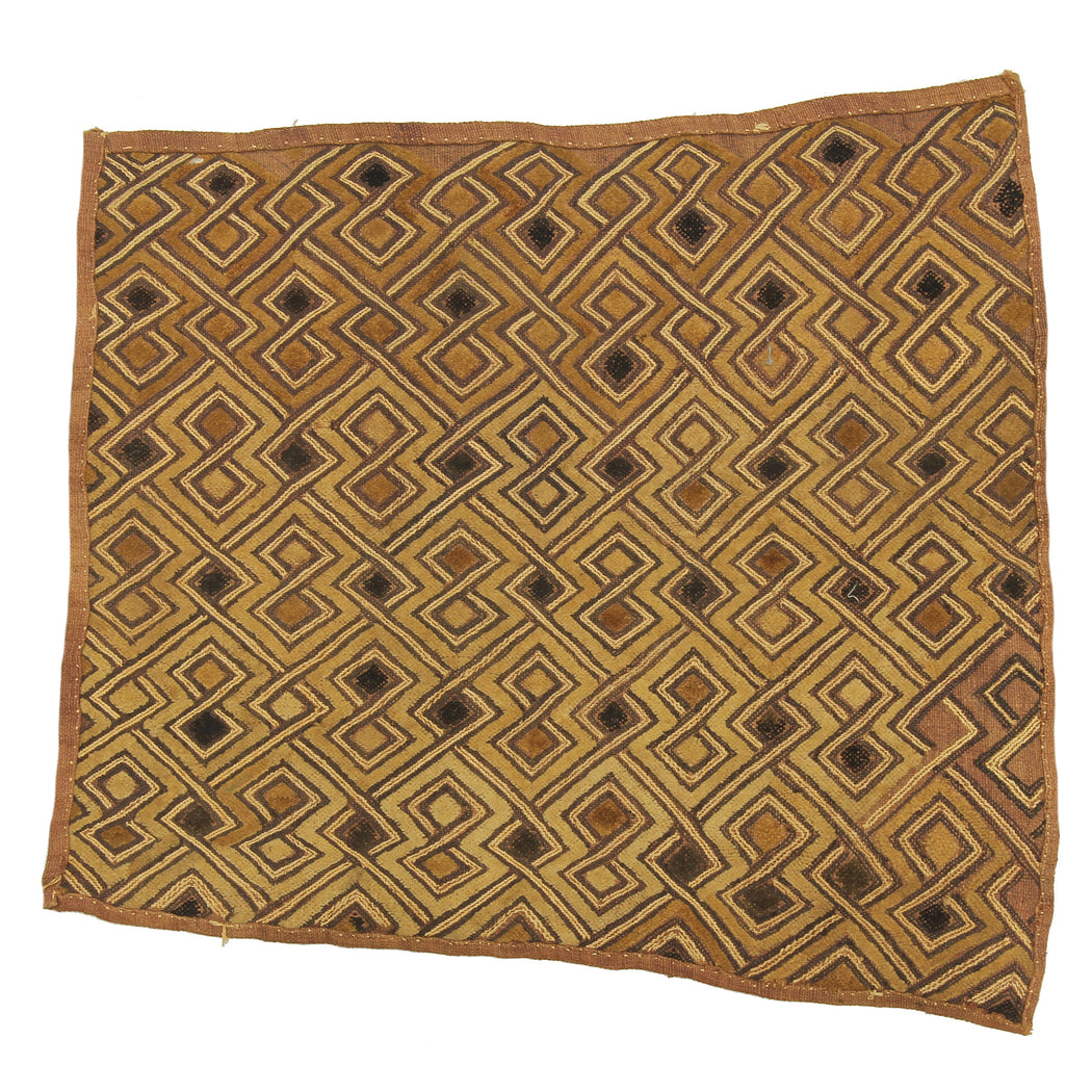 Vintage Kuba Cloth Textile Wall Art | 19.5" x 17.5" - Niger Bend