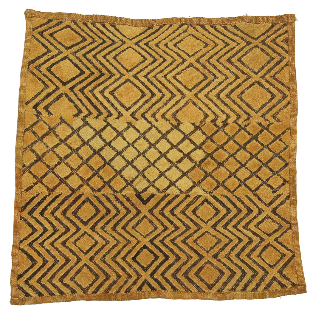 Vintage Kuba Cloth Textile Wall Art | 19" x 18" - Niger Bend