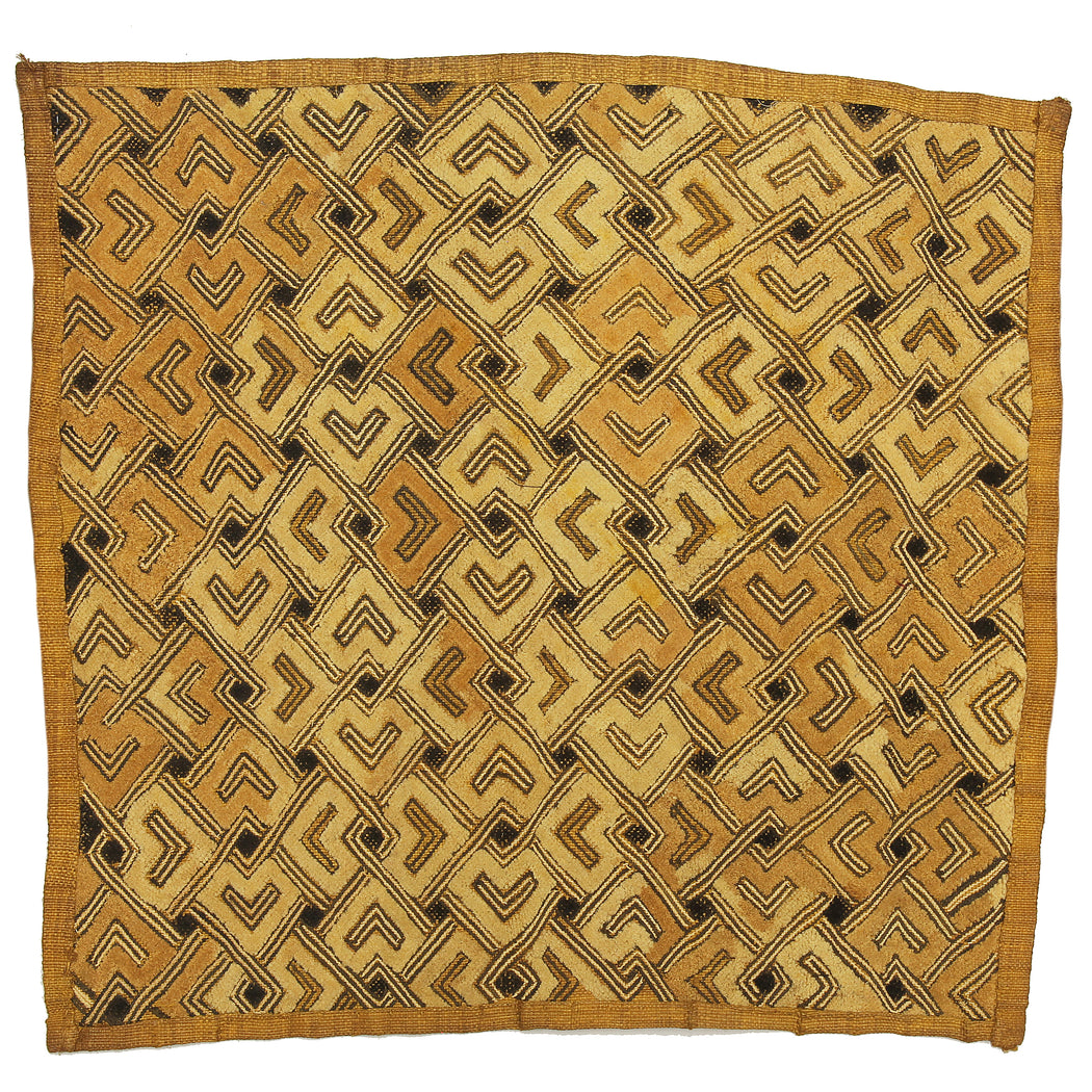 Vintage Kuba Cloth Textile Wall Art | 21.5" x 20" - Niger Bend