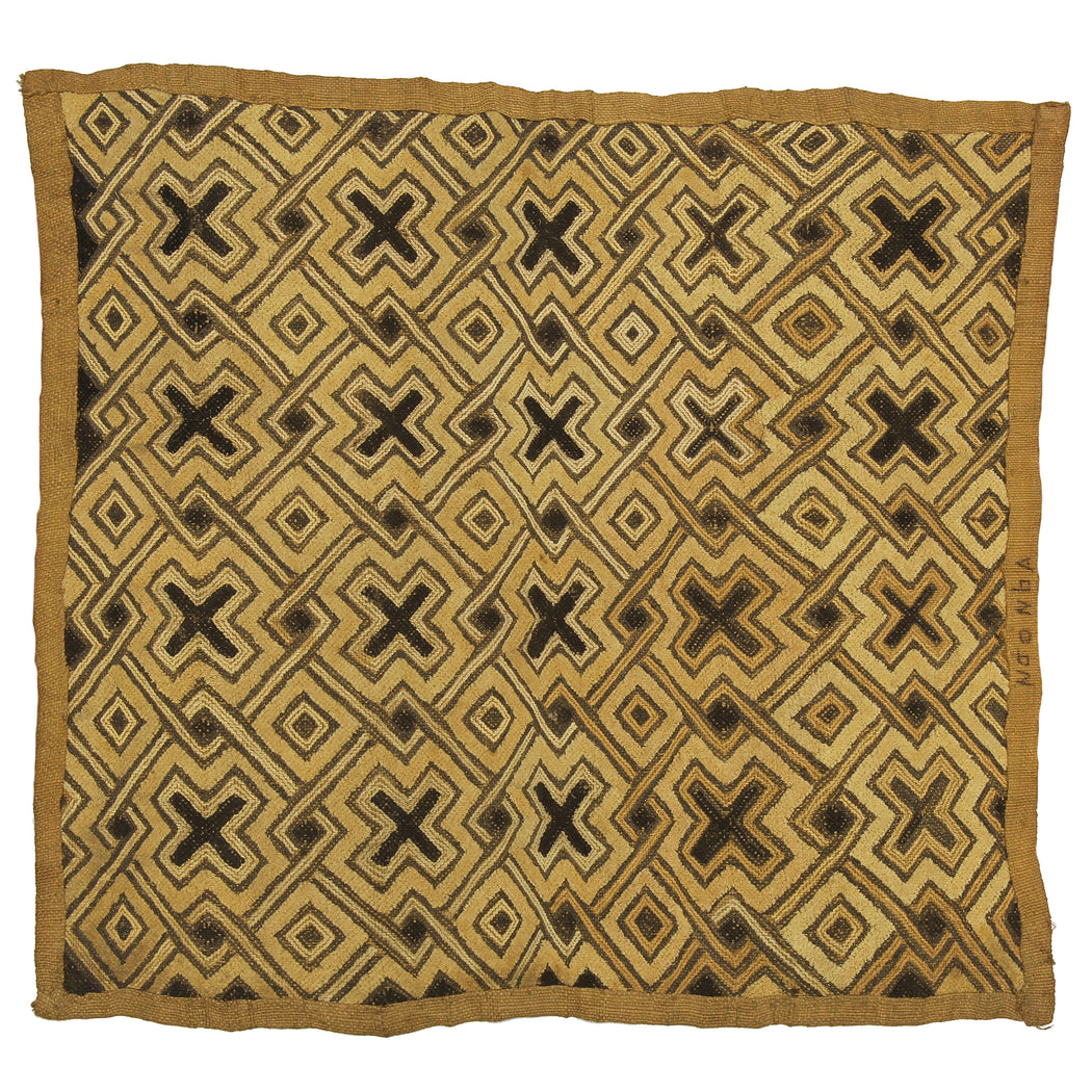 Vintage Kuba Cloth Textile Wall Art | 20.5" x 19.5" - Niger Bend