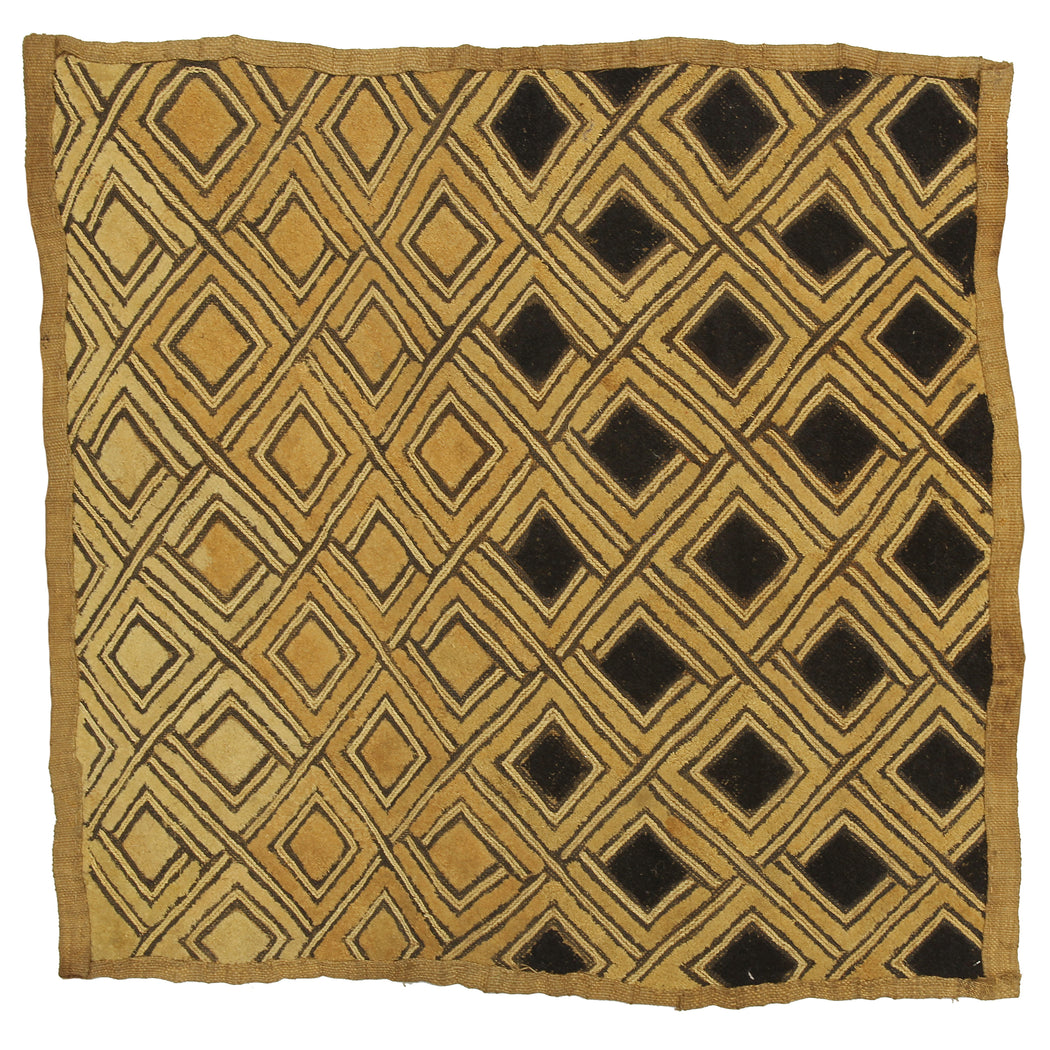 Vintage Kuba Cloth Textile Wall Art | 21.5" x 21" - Niger Bend