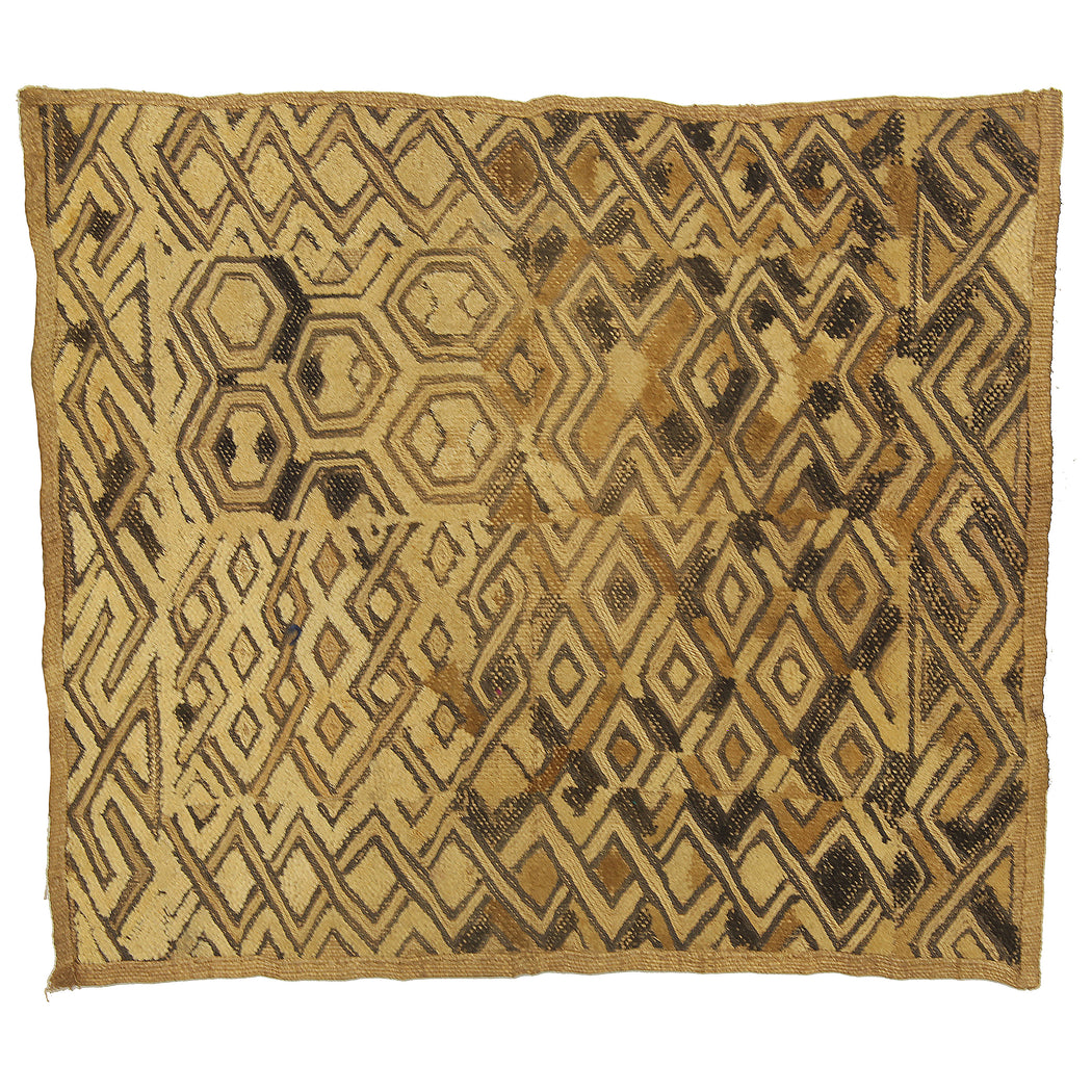 Vintage Kuba Cloth Textile Wall Art | 20" x 17.5" - Niger Bend
