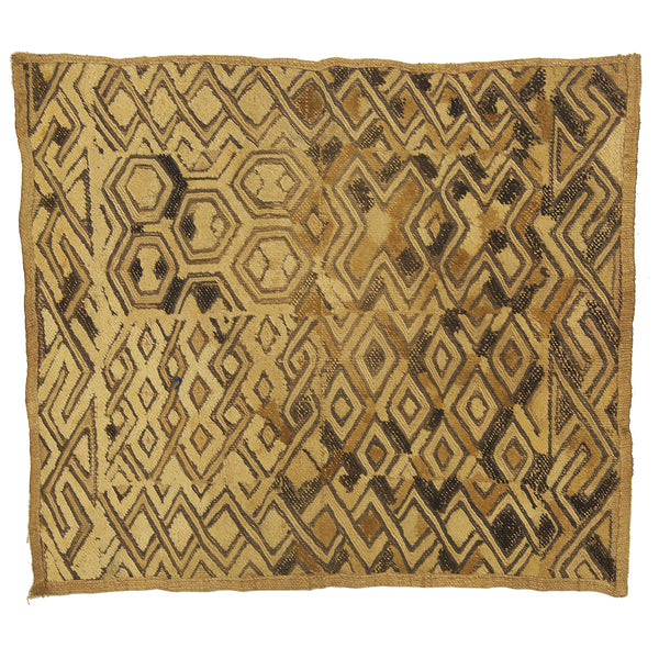 Vintage Kuba Cloth Textile Wall Art | 20" x 17.5" - Niger Bend