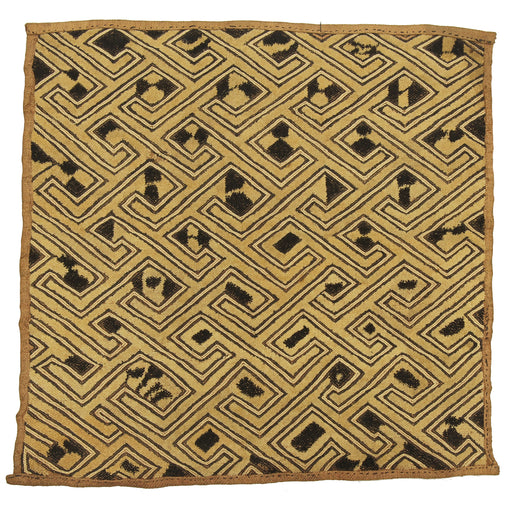 Vintage Kuba Cloth Textile Wall Art | 19.5" x 19.5" - Niger Bend