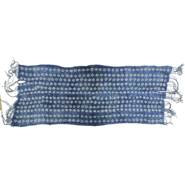 Vintage Mali Indigo Wedding Shawl Textile | 64" x 22" - Niger Bend