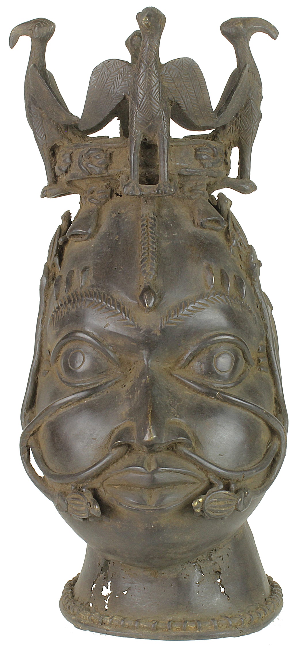 Vintage African Bronze Osun Head - Niger Bend