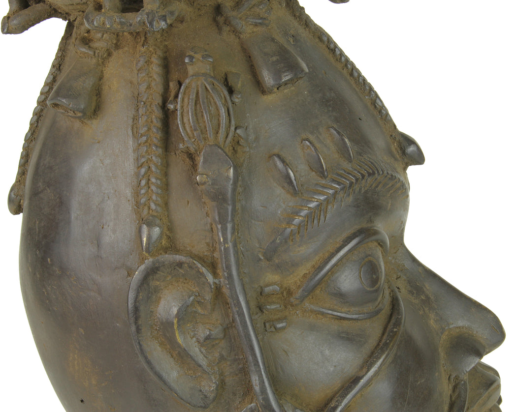 Vintage African Bronze Osun Head - Niger Bend