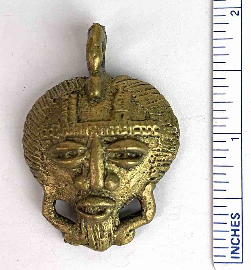 Small African Brass Mask Pendant - Burkina Faso