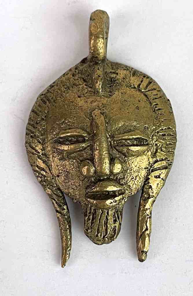 Small Contemporary African Brass Mask Pendant
