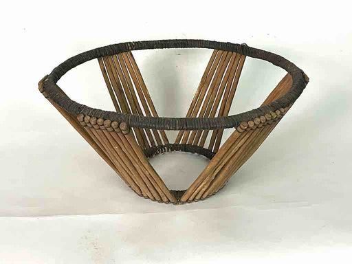 Vintage Tuareg wood and leather "basket" from Niger | 16.5" x 8"