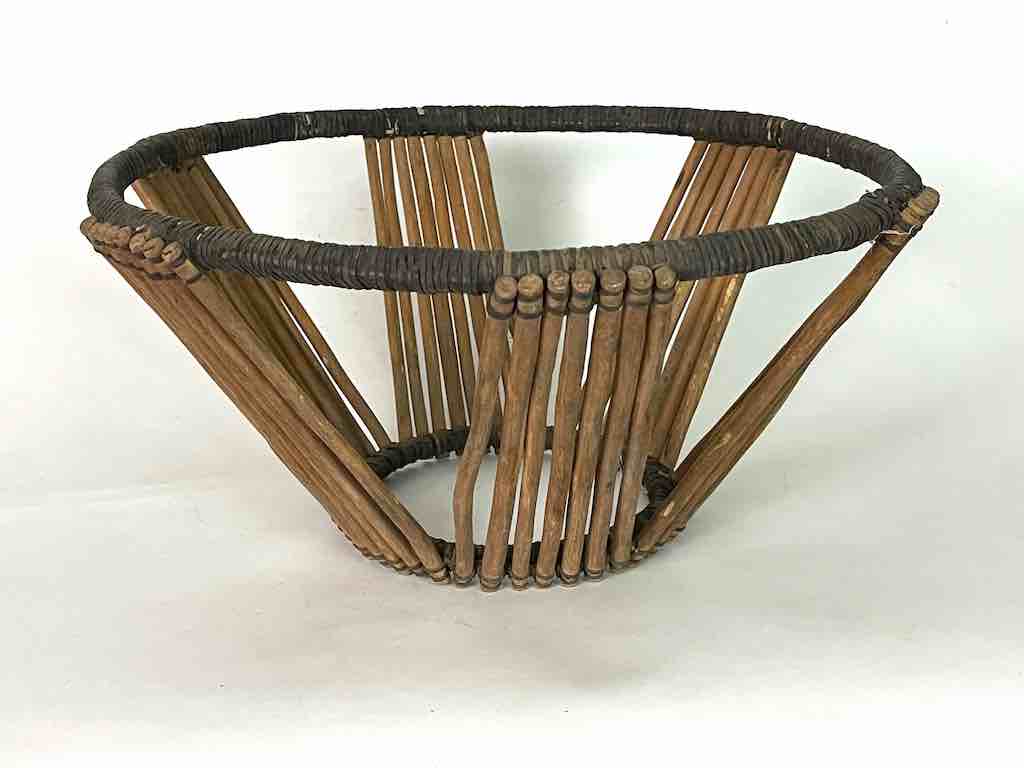 Vintage Tuareg wood and leather "basket" from Niger | 16.5" x 8"