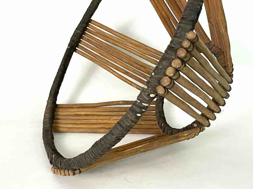 Vintage Tuareg wood and leather "basket" from Niger | 16.5" x 8"