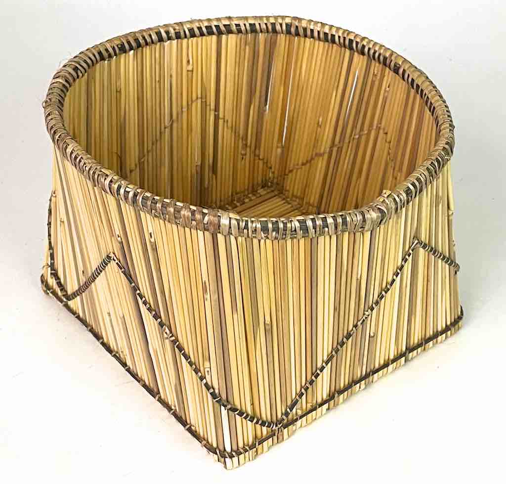 Mossi Square-bottom Round-top decorated straw basket