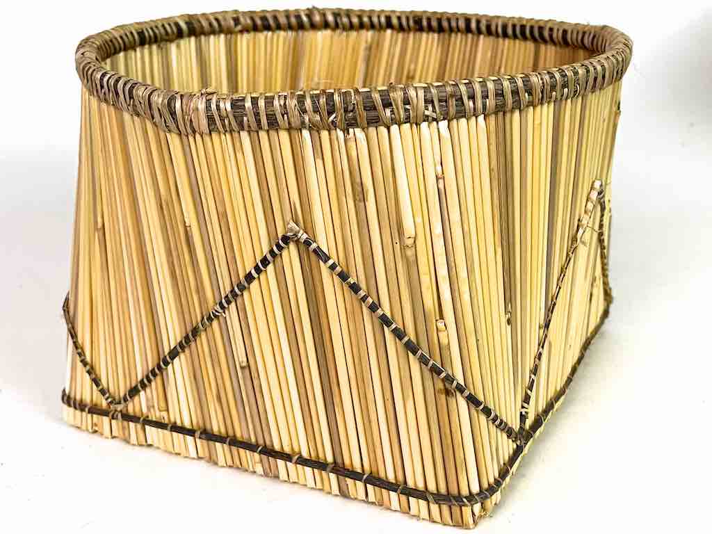 Mossi Square-bottom Round-top decorated straw basket