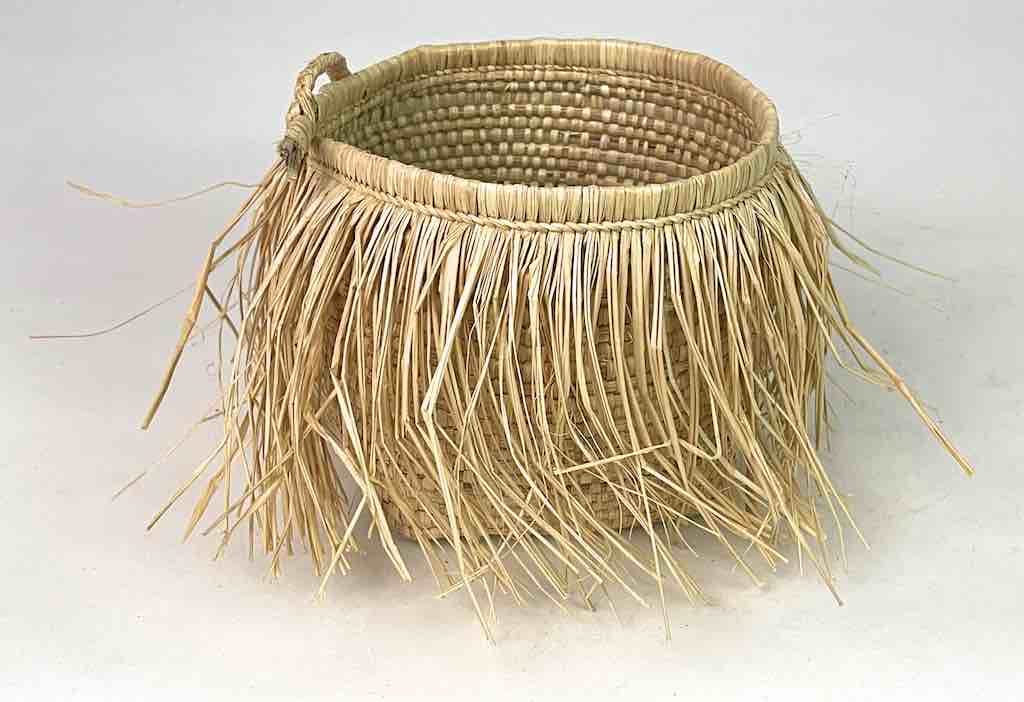 Fringed Cylindrical Swampgrass Basket - Benin