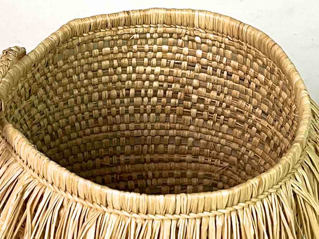 Fringed Cylindrical Swampgrass Basket - Benin