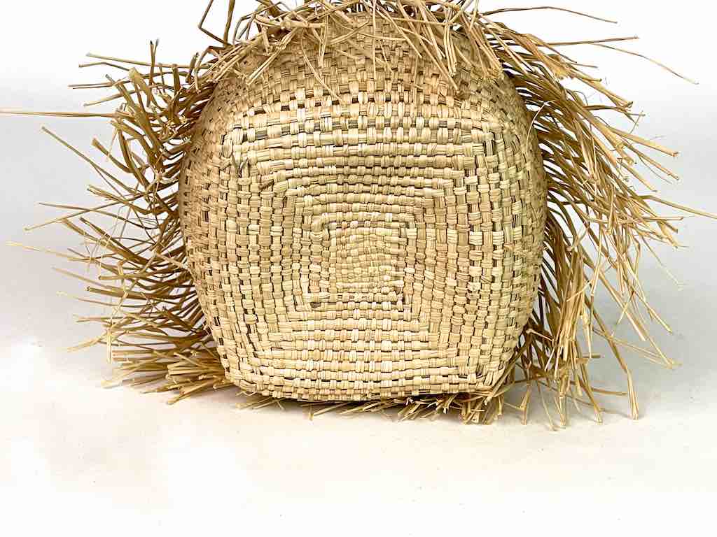 Fringed Cylindrical Swampgrass Basket - Benin