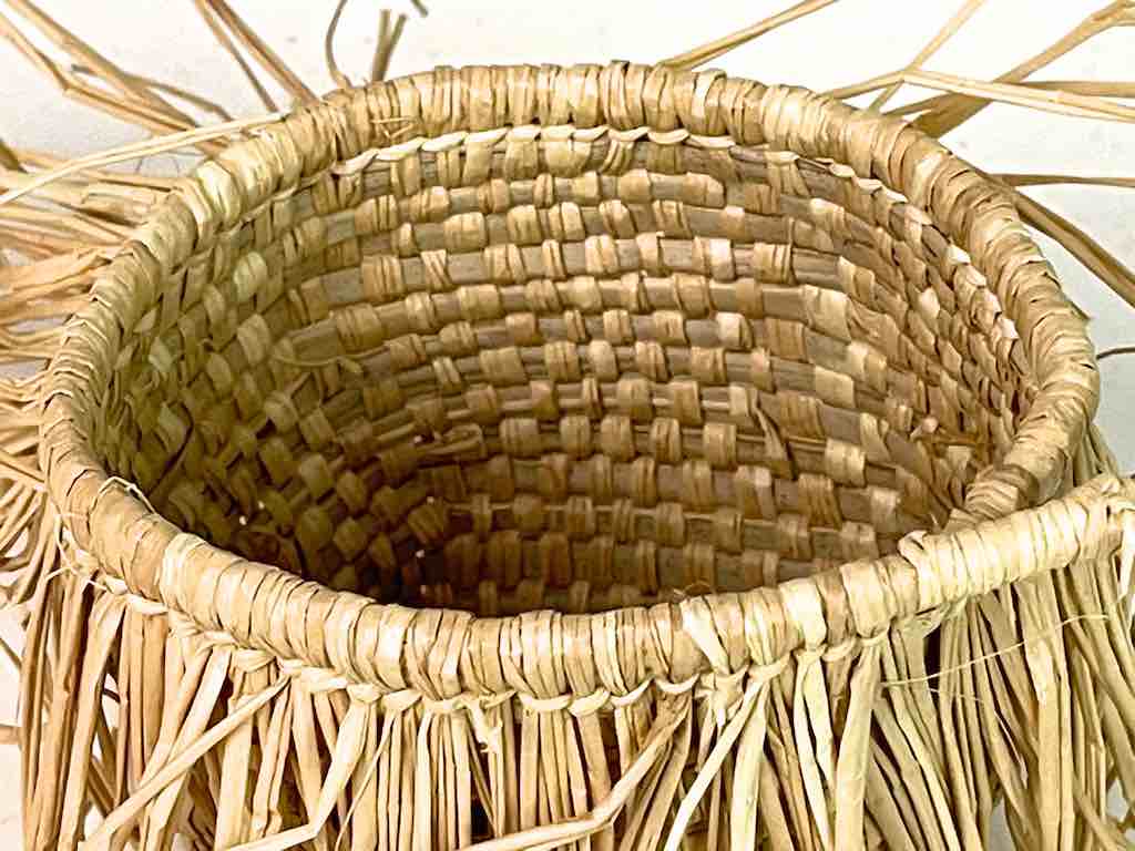 Fringed Cylindrical Swampgrass Basket - Benin