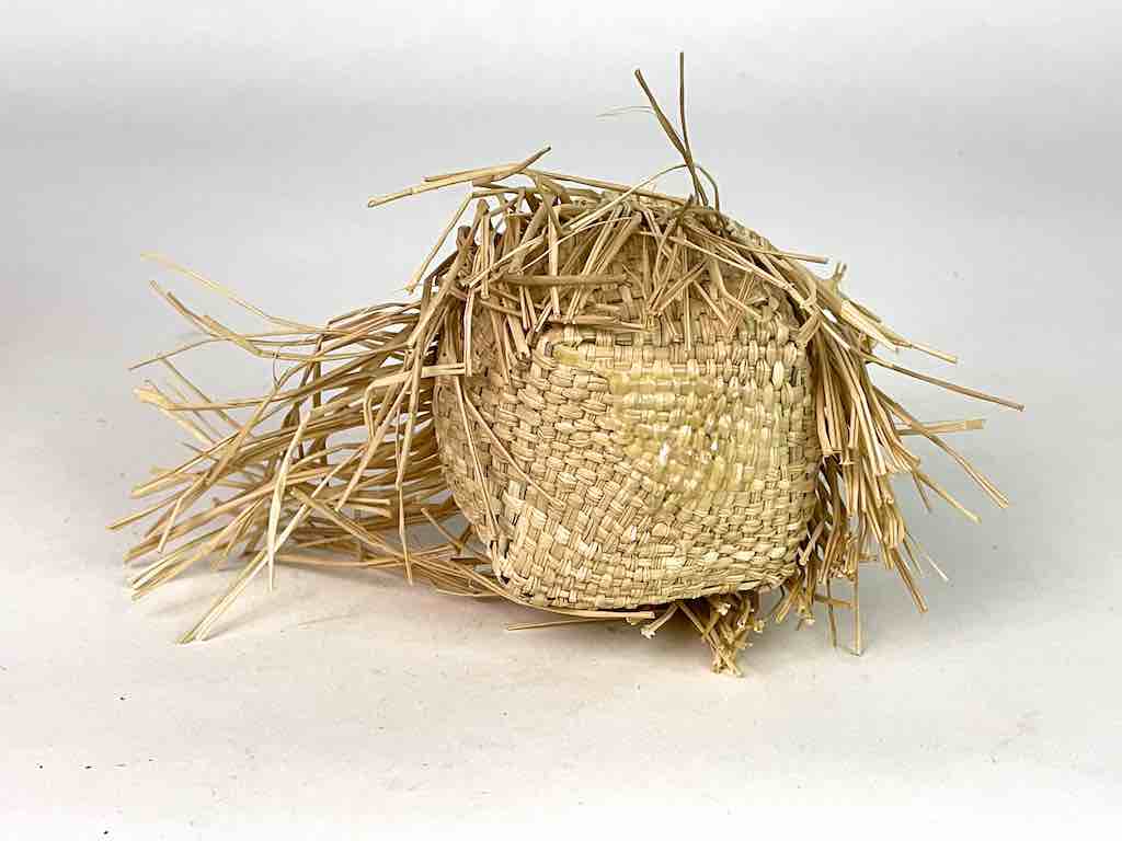 Fringed Cylindrical Swampgrass Basket - Benin