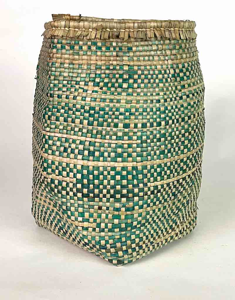 Medium Deep Solid Green Woven Flexible Swampgrass Basket - Togo