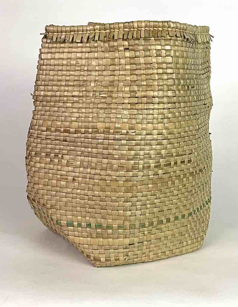 Handwoven Flexible Small Green Accent Cylindrical Swampgrass Basket