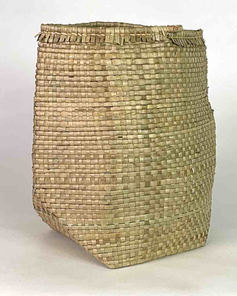 Handwoven Flexible Small Green Accent Cylindrical Swampgrass Basket